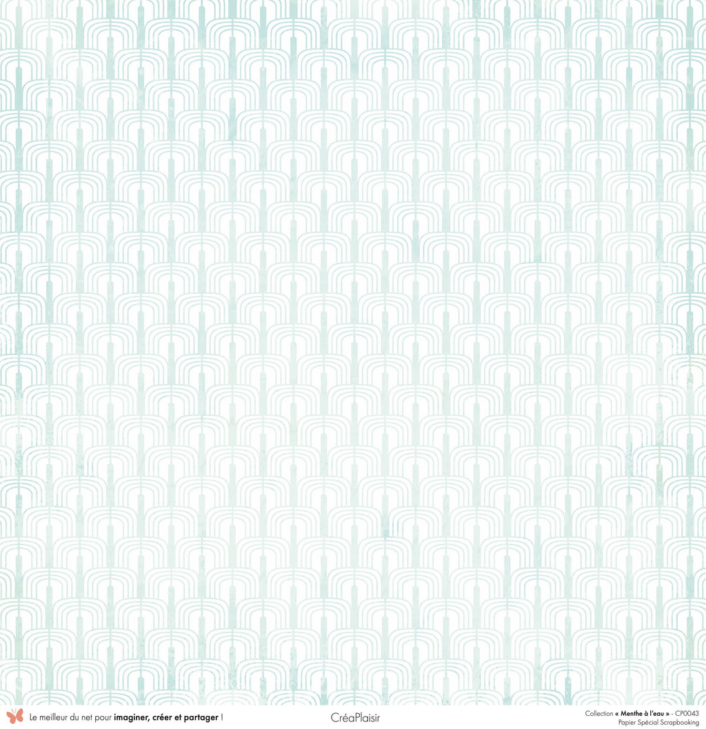 Set papiers Menthe à l'eau - 6 papiers 30,5x31,5 cm + 6 papiers 12x30,5cm