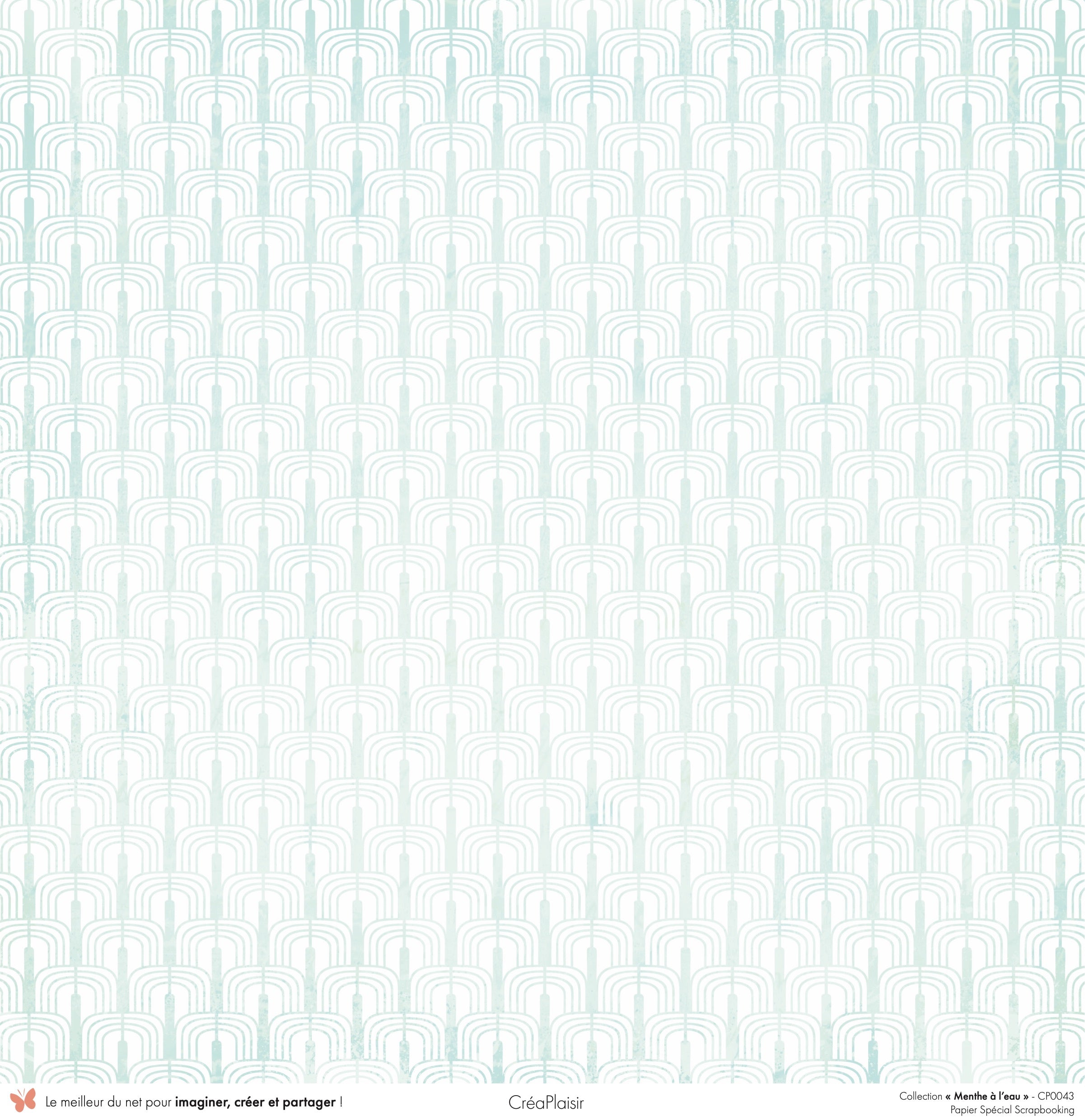 Set papiers Menthe à l'eau - 6 papiers 30,5x31,5 cm + 6 papiers 12x30,5cm