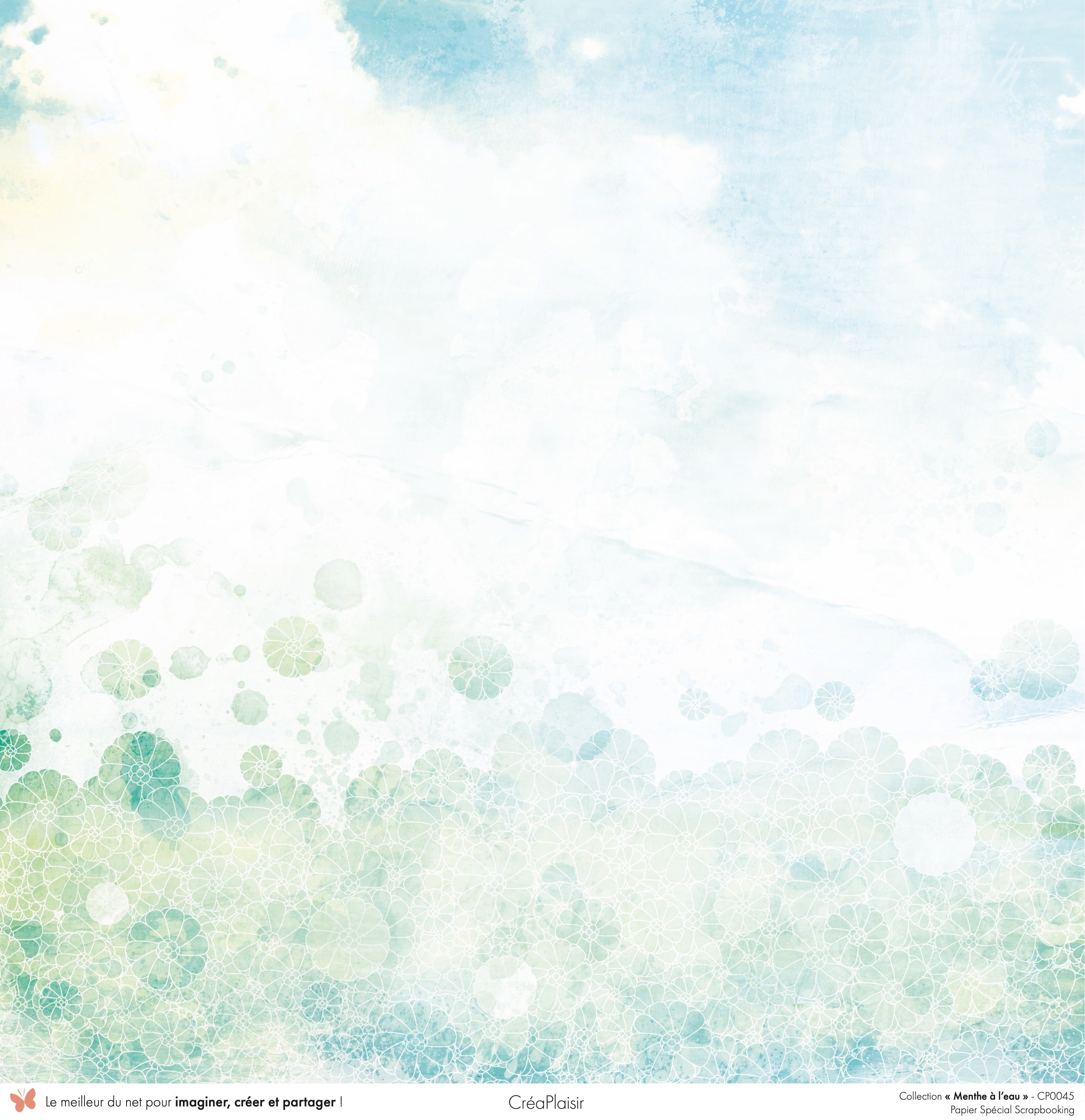 Set papiers Menthe à l'eau - 6 papiers 30,5x31,5 cm + 6 papiers 12x30,5cm