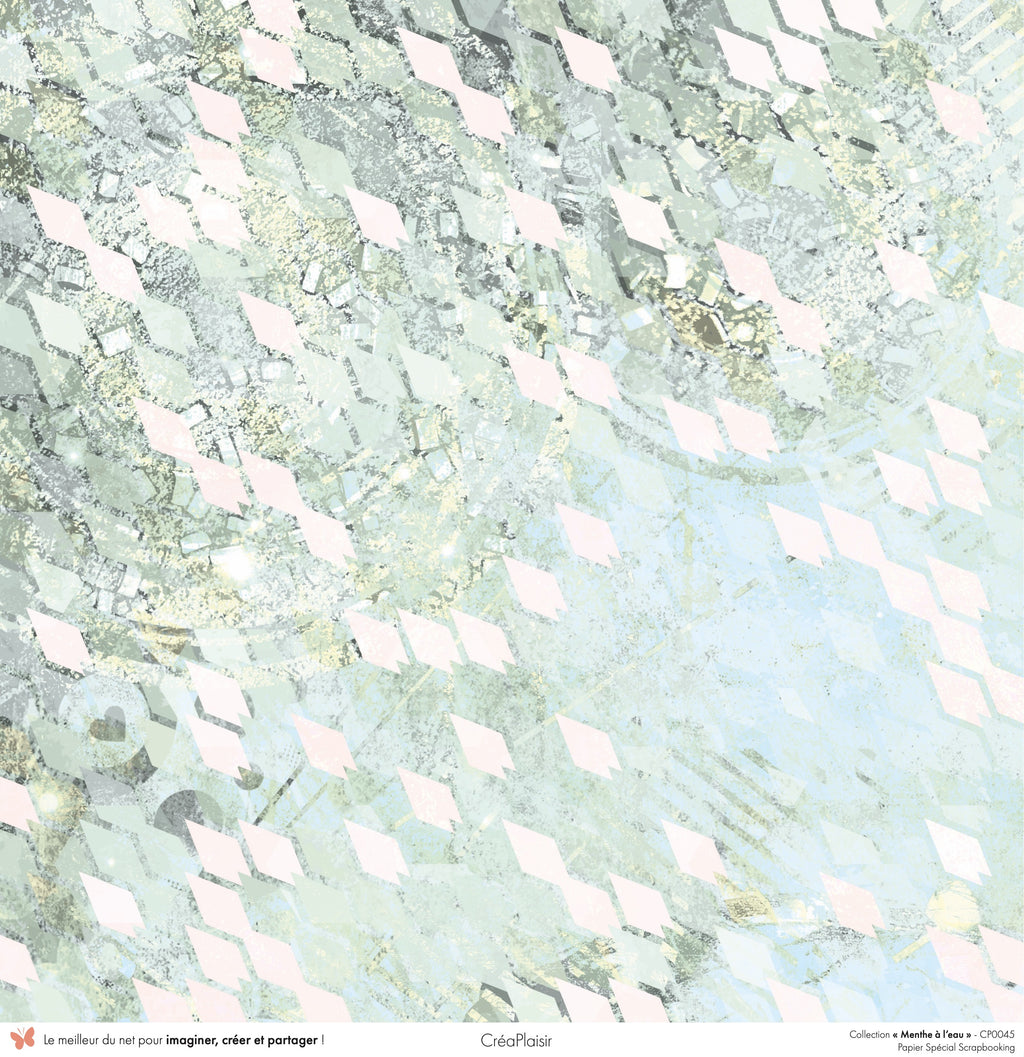 Set papiers Menthe à l'eau - 6 papiers 30,5x31,5 cm + 6 papiers 12x30,5cm