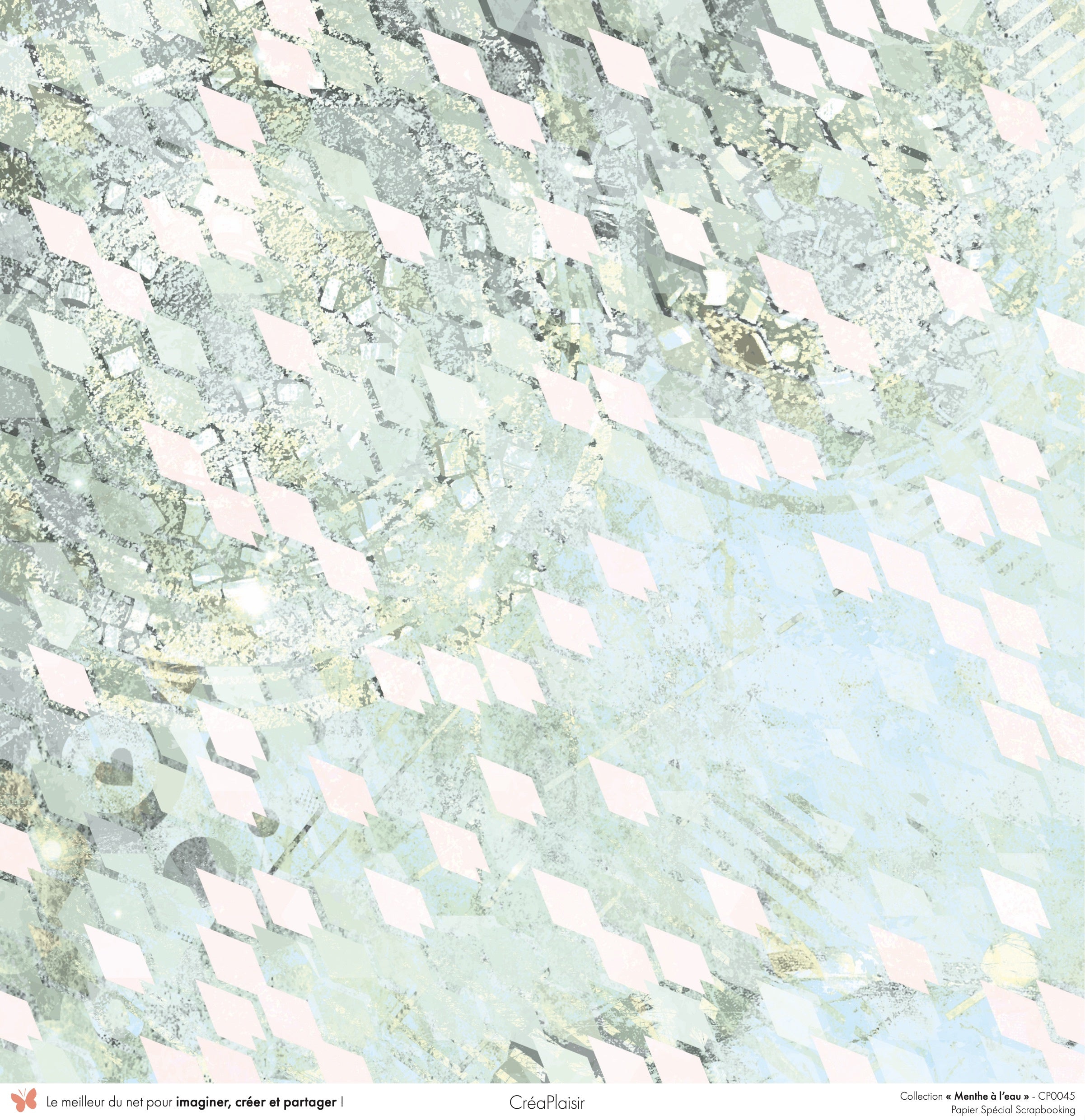 Set papiers Menthe à l'eau - 6 papiers 30,5x31,5 cm + 6 papiers 12x30,5cm