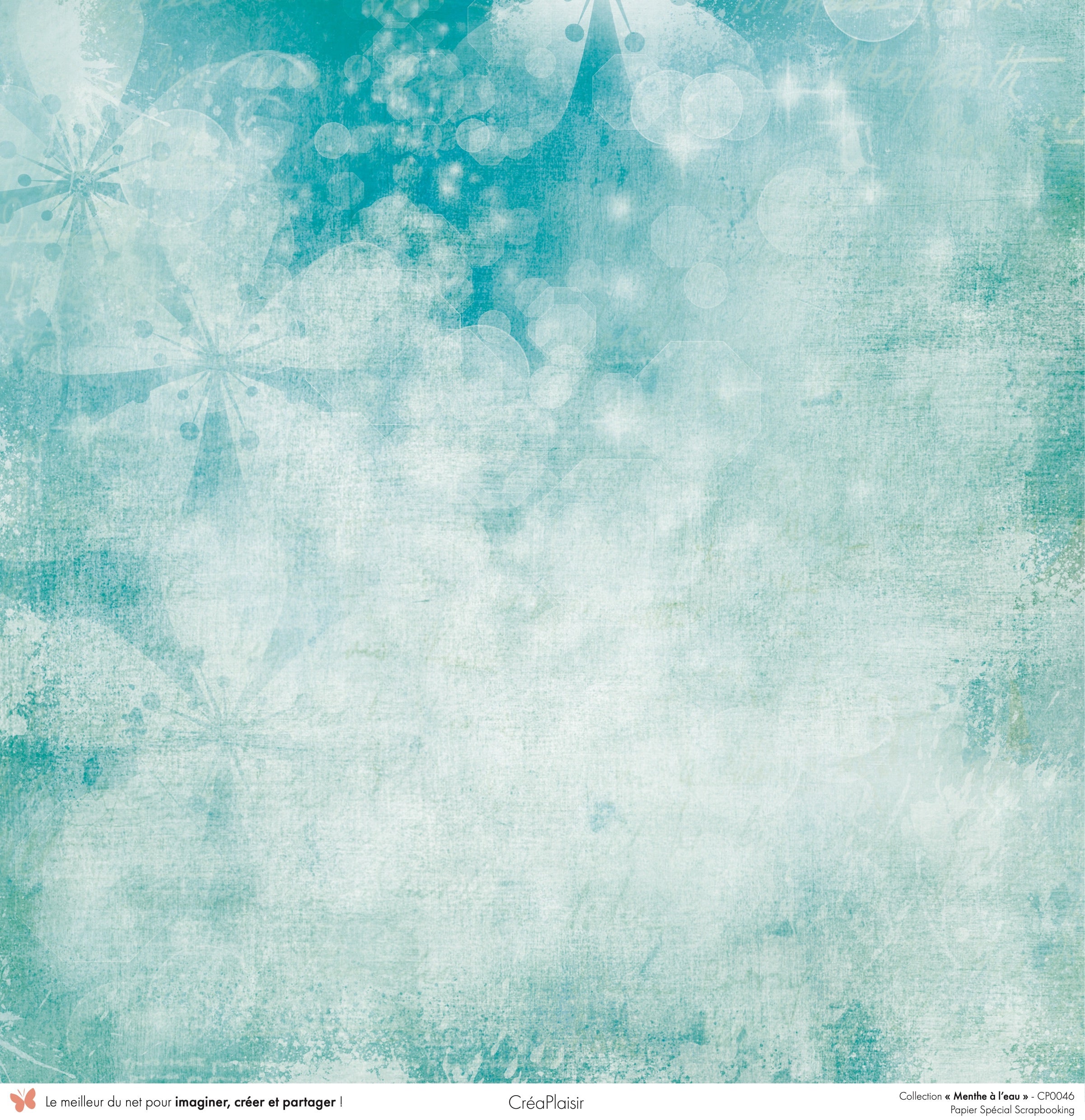 Set papiers Menthe à l'eau - 6 papiers 30,5x31,5 cm + 6 papiers 12x30,5cm