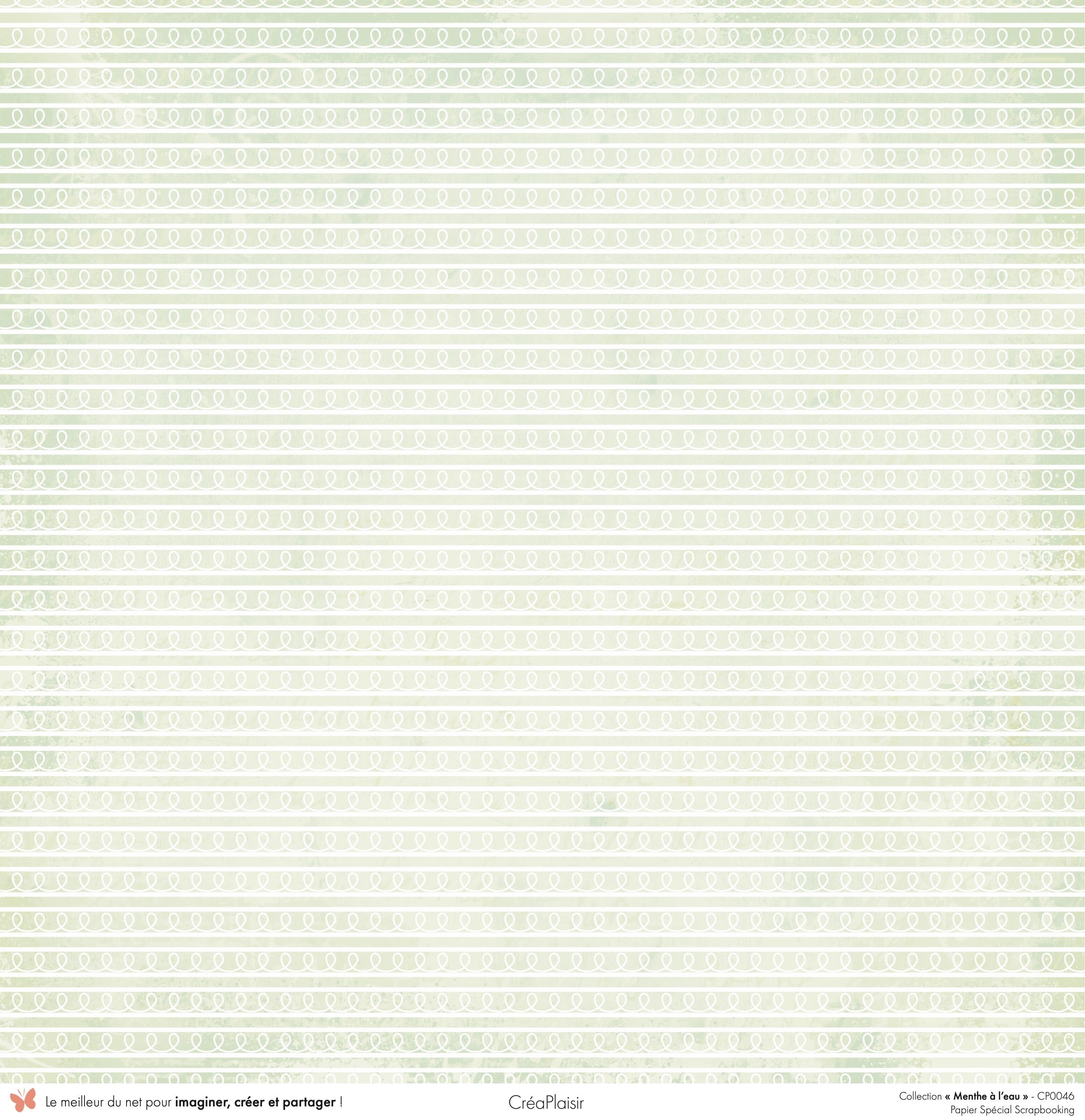 Set papiers Menthe à l'eau - 6 papiers 30,5x31,5 cm + 6 papiers 12x30,5cm
