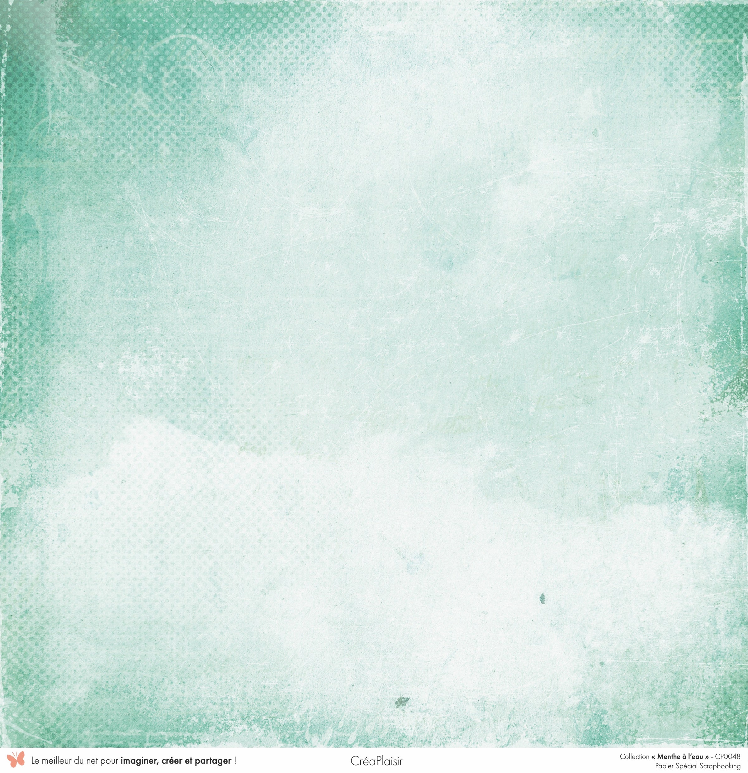 Set papiers Menthe à l'eau - 6 papiers 30,5x31,5 cm + 6 papiers 12x30,5cm