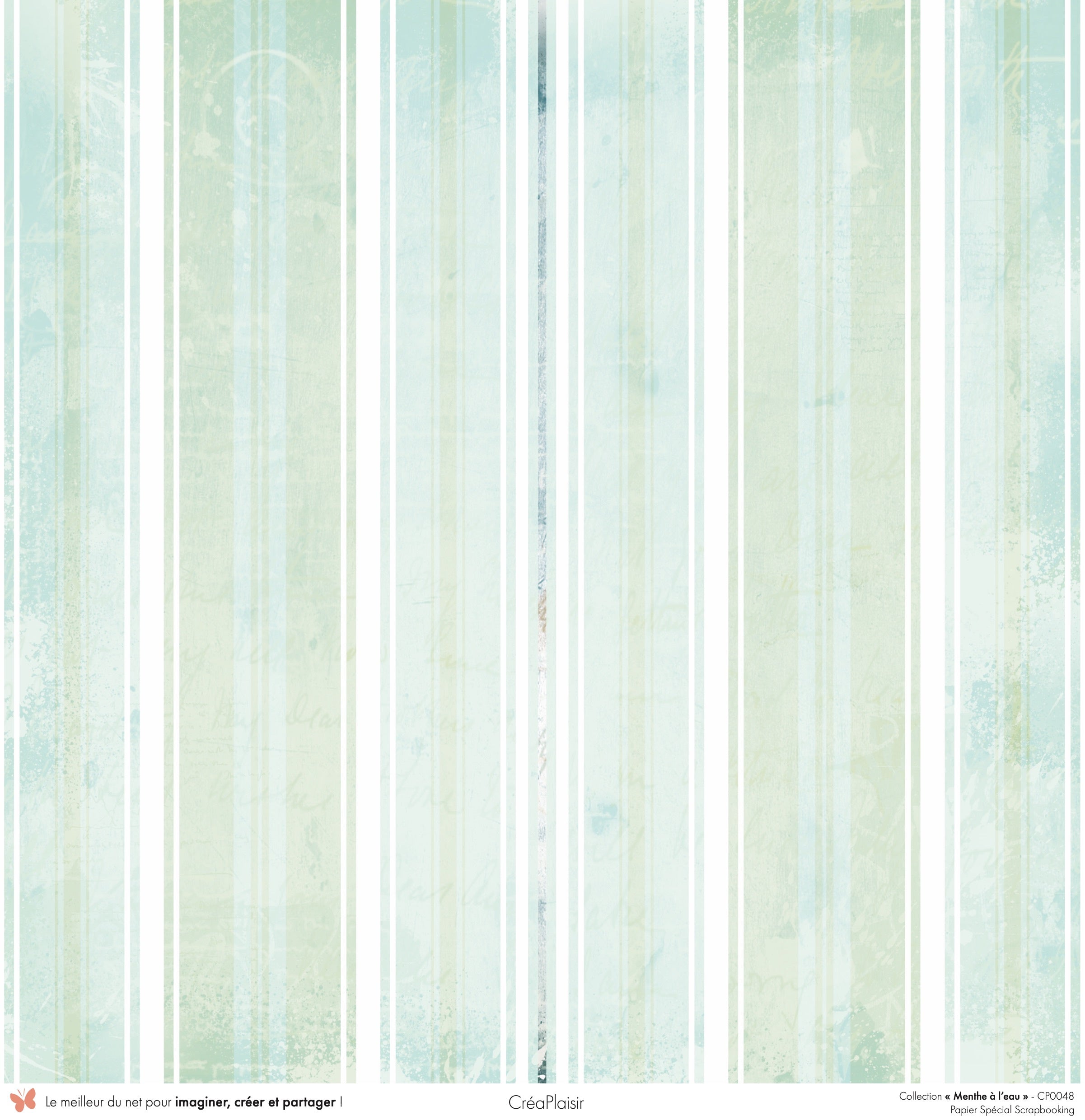 Set papiers Menthe à l'eau - 6 papiers 30,5x31,5 cm + 6 papiers 12x30,5cm