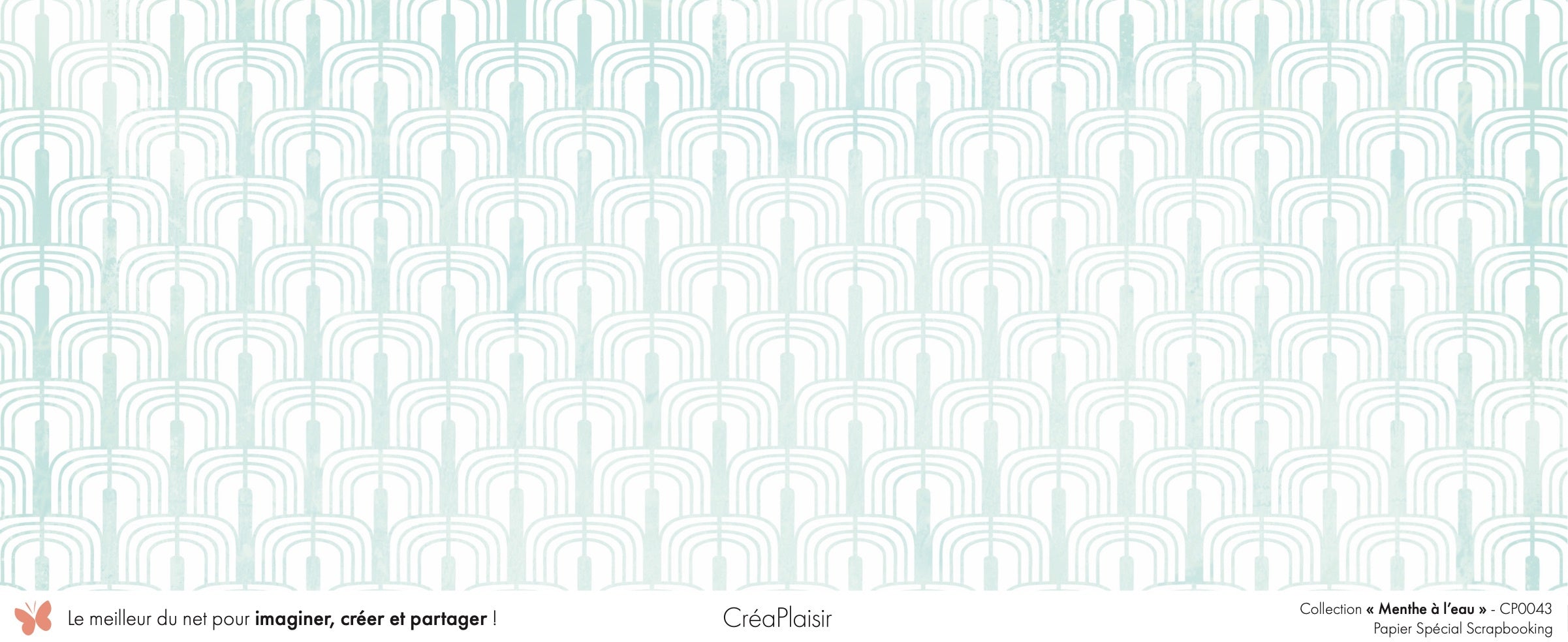 Set papiers Menthe à l'eau - 6 papiers 30,5x31,5 cm + 6 papiers 12x30,5cm