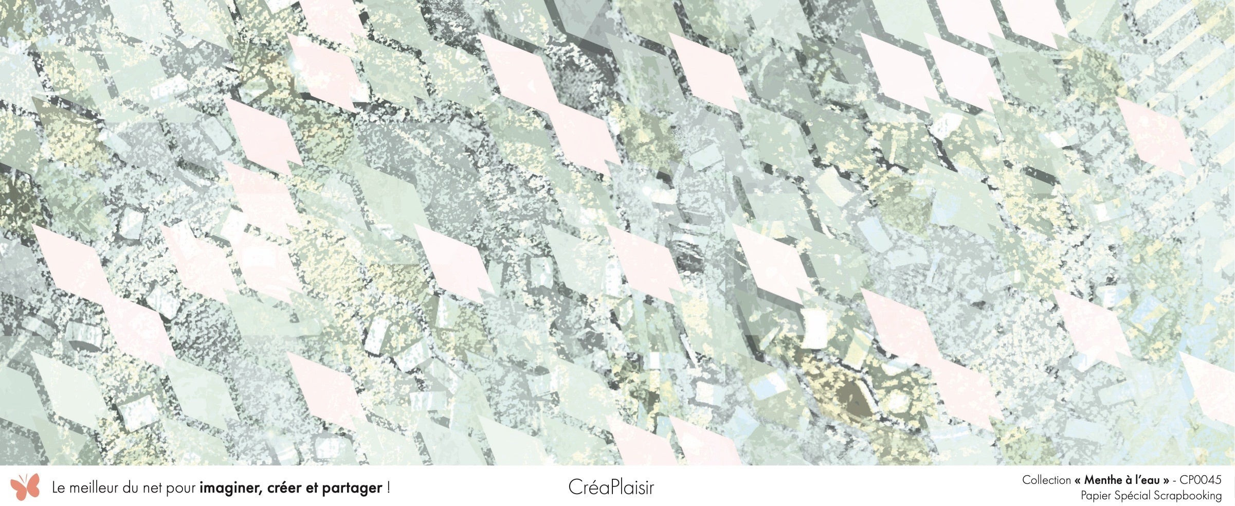 Set papiers Menthe à l'eau - 6 papiers 30,5x31,5 cm + 6 papiers 12x30,5cm