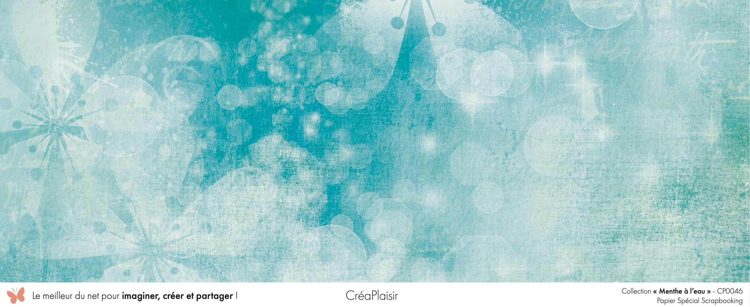 Set papiers Menthe à l'eau - 6 papiers 30,5x31,5 cm + 6 papiers 12x30,5cm