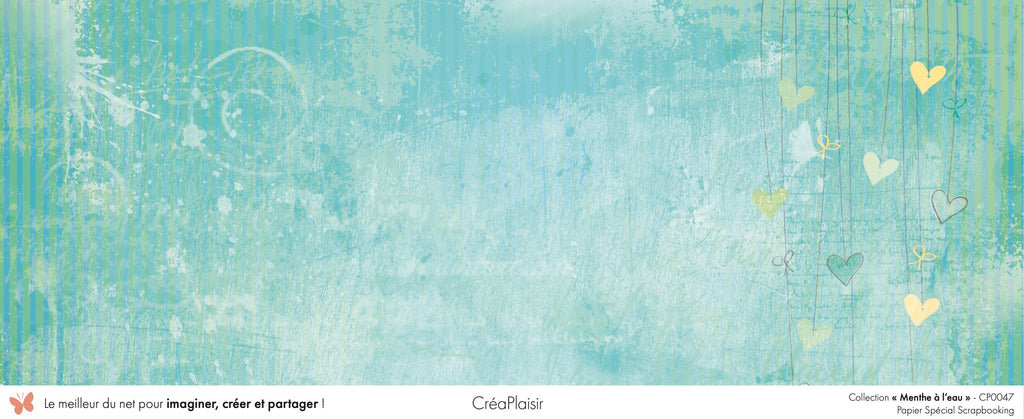 Set papiers Menthe à l'eau - 6 papiers 30,5x31,5 cm + 6 papiers 12x30,5cm