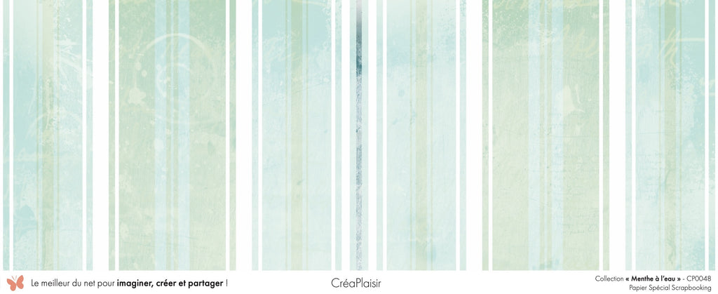 Set papiers Menthe à l'eau - 6 papiers 30,5x31,5 cm + 6 papiers 12x30,5cm