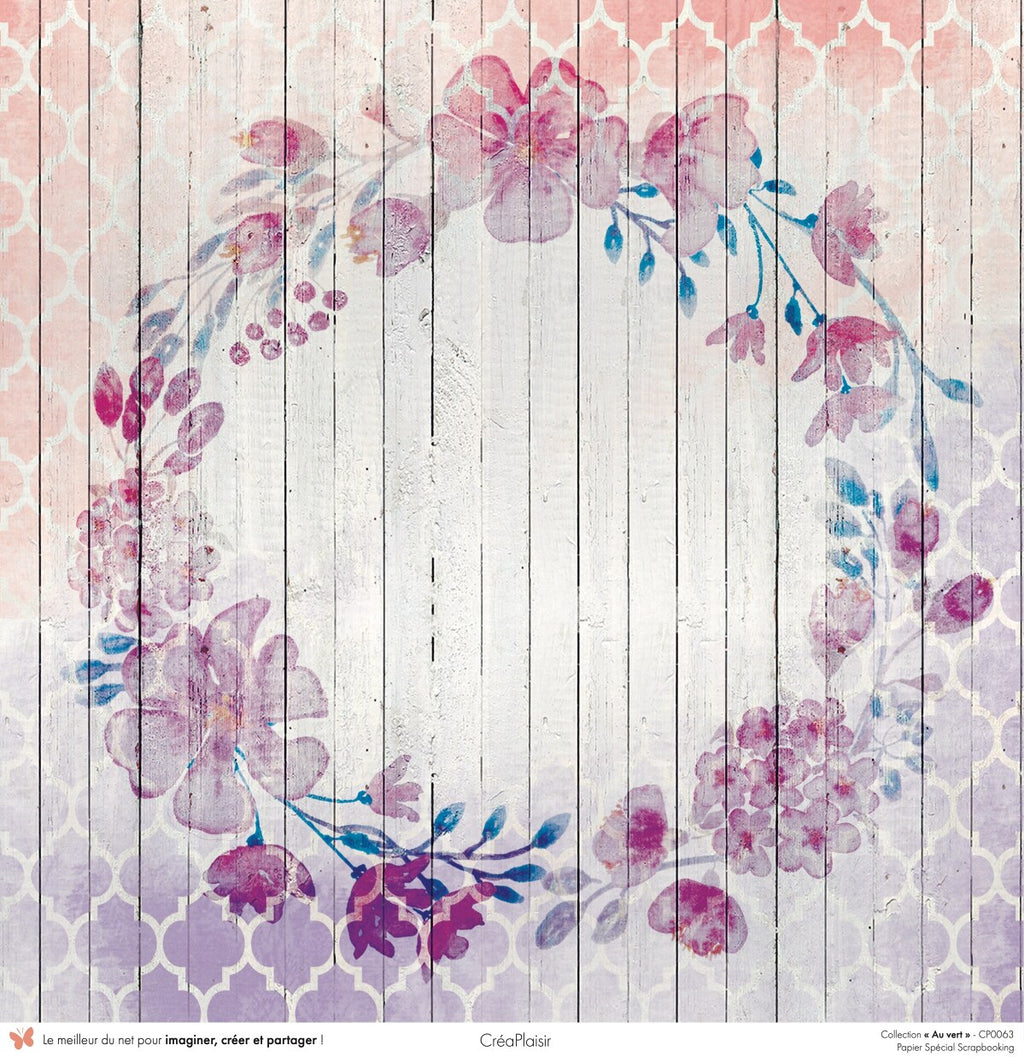 Set papiers Au vert - 12 papiers : 6 papiers 30,5x31,5 cm + 6 papiers 12x30,5cm