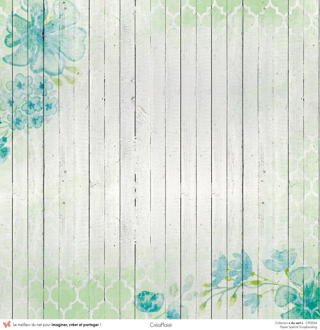 Set papiers Au vert - 12 papiers : 6 papiers 30,5x31,5 cm + 6 papiers 12x30,5cm