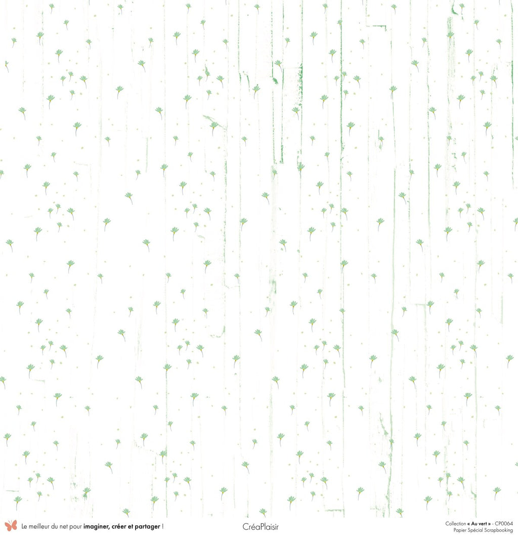 Set papiers Au vert - 12 papiers : 6 papiers 30,5x31,5 cm + 6 papiers 12x30,5cm