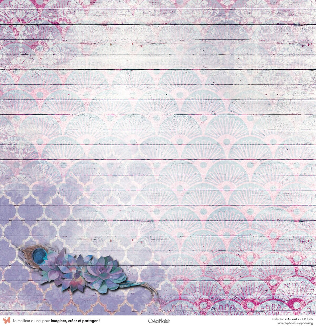 Set papiers Au vert - 12 papiers : 6 papiers 30,5x31,5 cm + 6 papiers 12x30,5cm