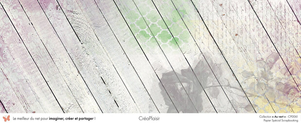 Set papiers Au vert - 12 papiers : 6 papiers 30,5x31,5 cm + 6 papiers 12x30,5cm