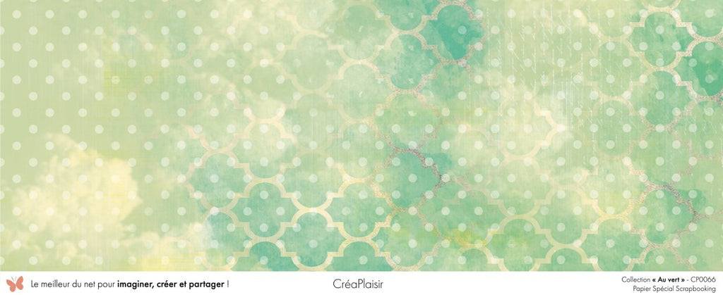 Set papiers Au vert - 12 papiers : 6 papiers 30,5x31,5 cm + 6 papiers 12x30,5cm