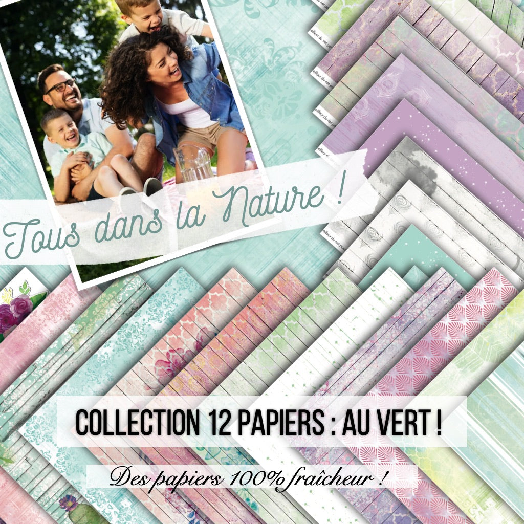 Set papiers Au vert - 12 papiers : 6 papiers 30