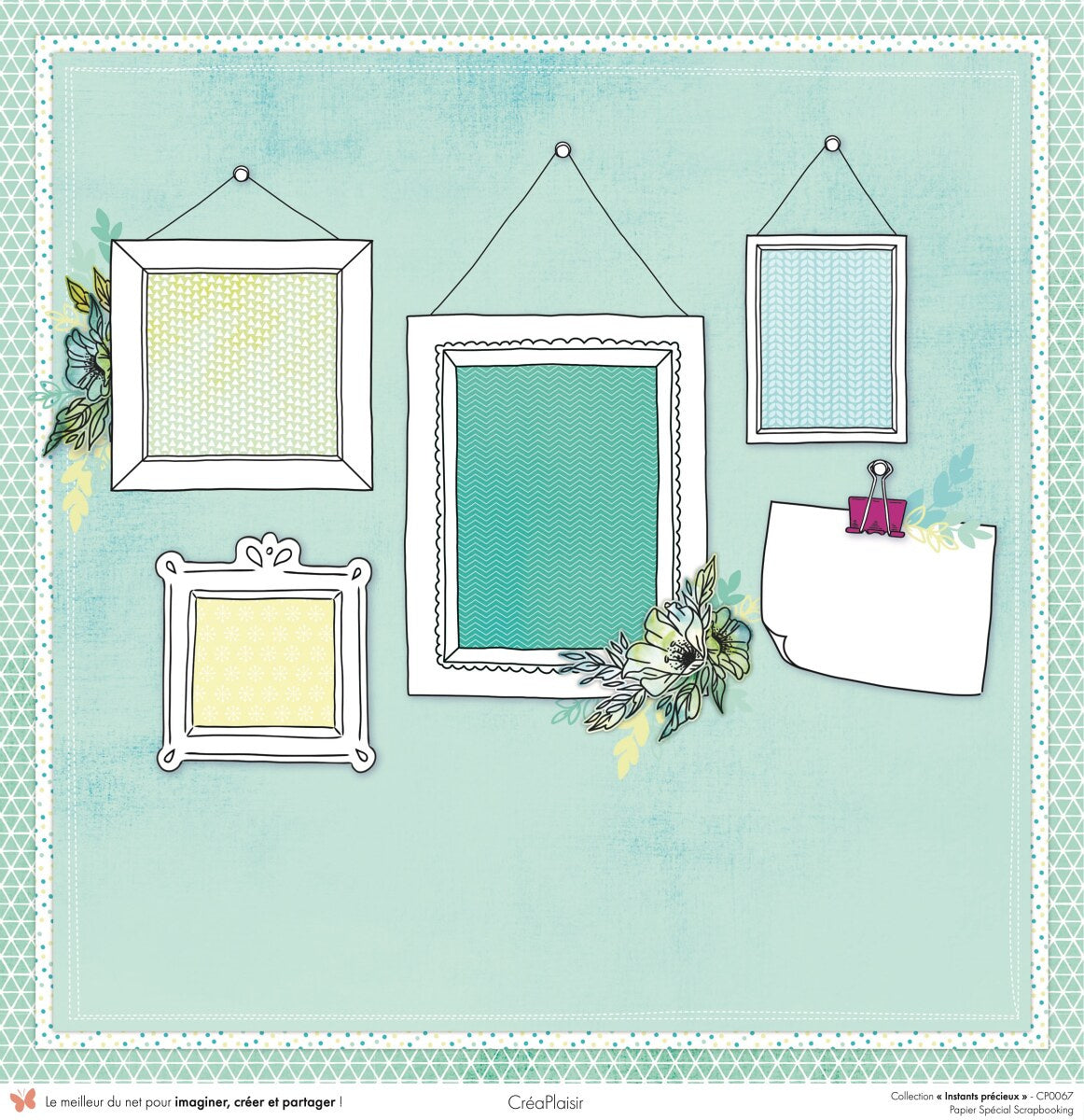 Set 12 papiers Instants précieux - 12 papiers : 6 papiers 30,5x31,5 cm + 6 papiers 12x30,5cm