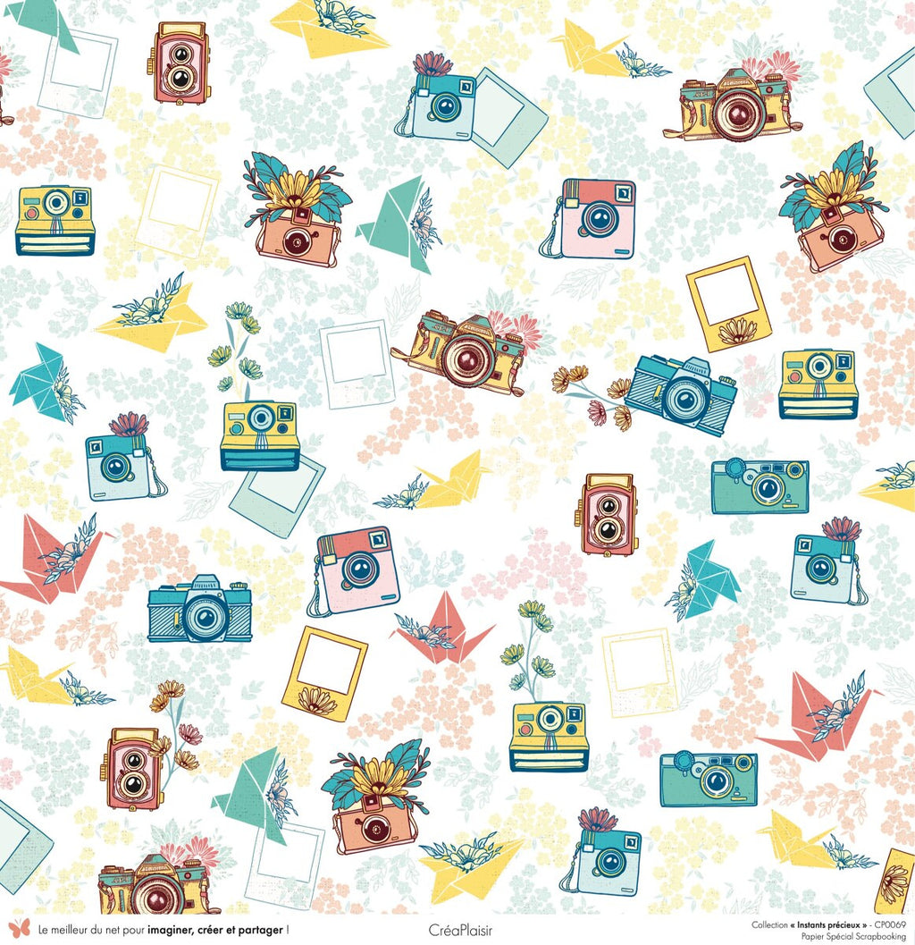 Set 12 papiers Instants précieux - 12 papiers : 6 papiers 30,5x31,5 cm + 6 papiers 12x30,5cm