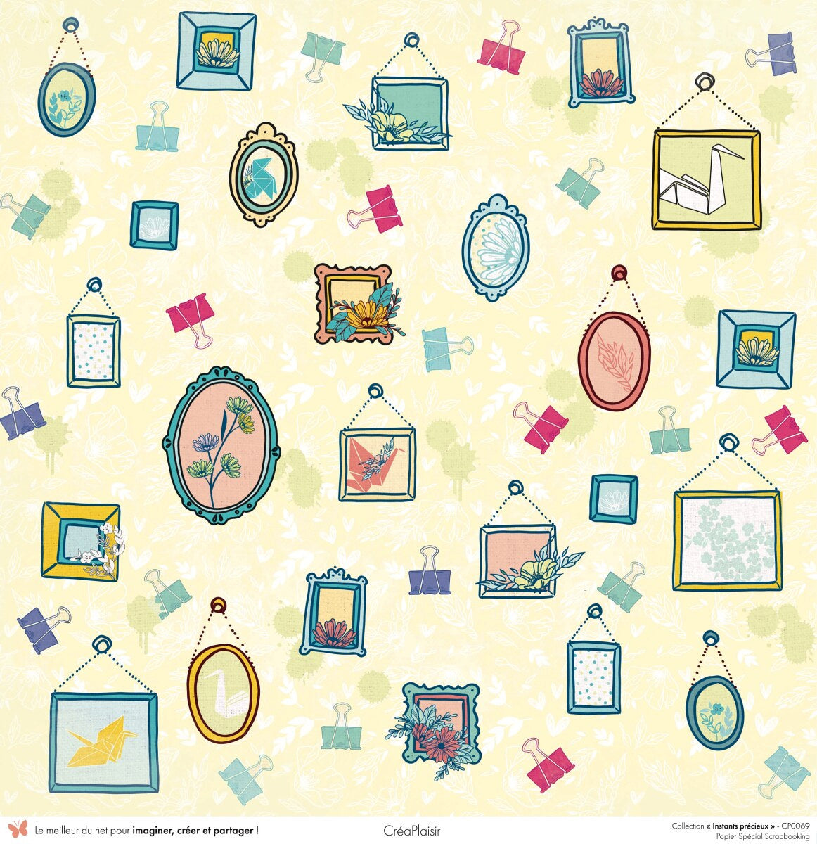 Set 12 papiers Instants précieux - 12 papiers : 6 papiers 30,5x31,5 cm + 6 papiers 12x30,5cm