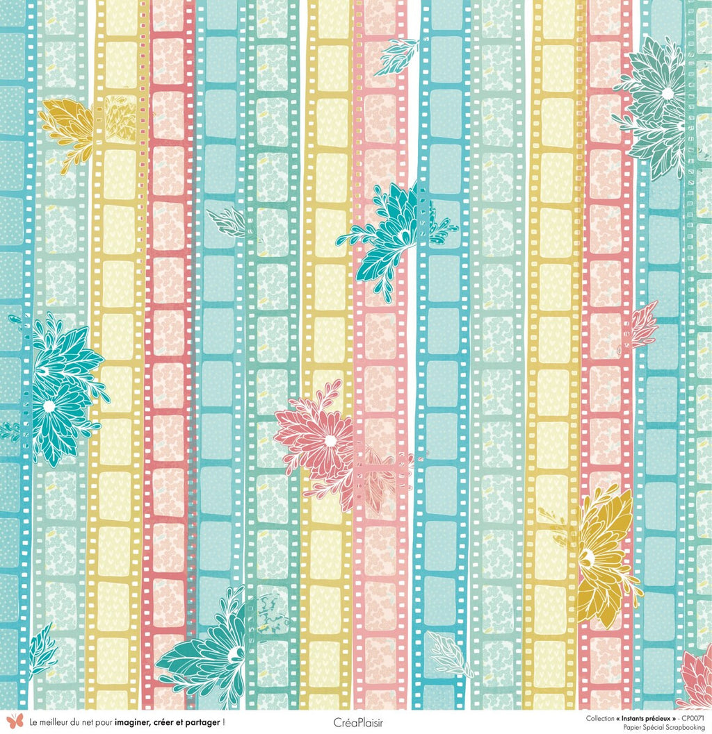 Set 12 papiers Instants précieux - 12 papiers : 6 papiers 30,5x31,5 cm + 6 papiers 12x30,5cm