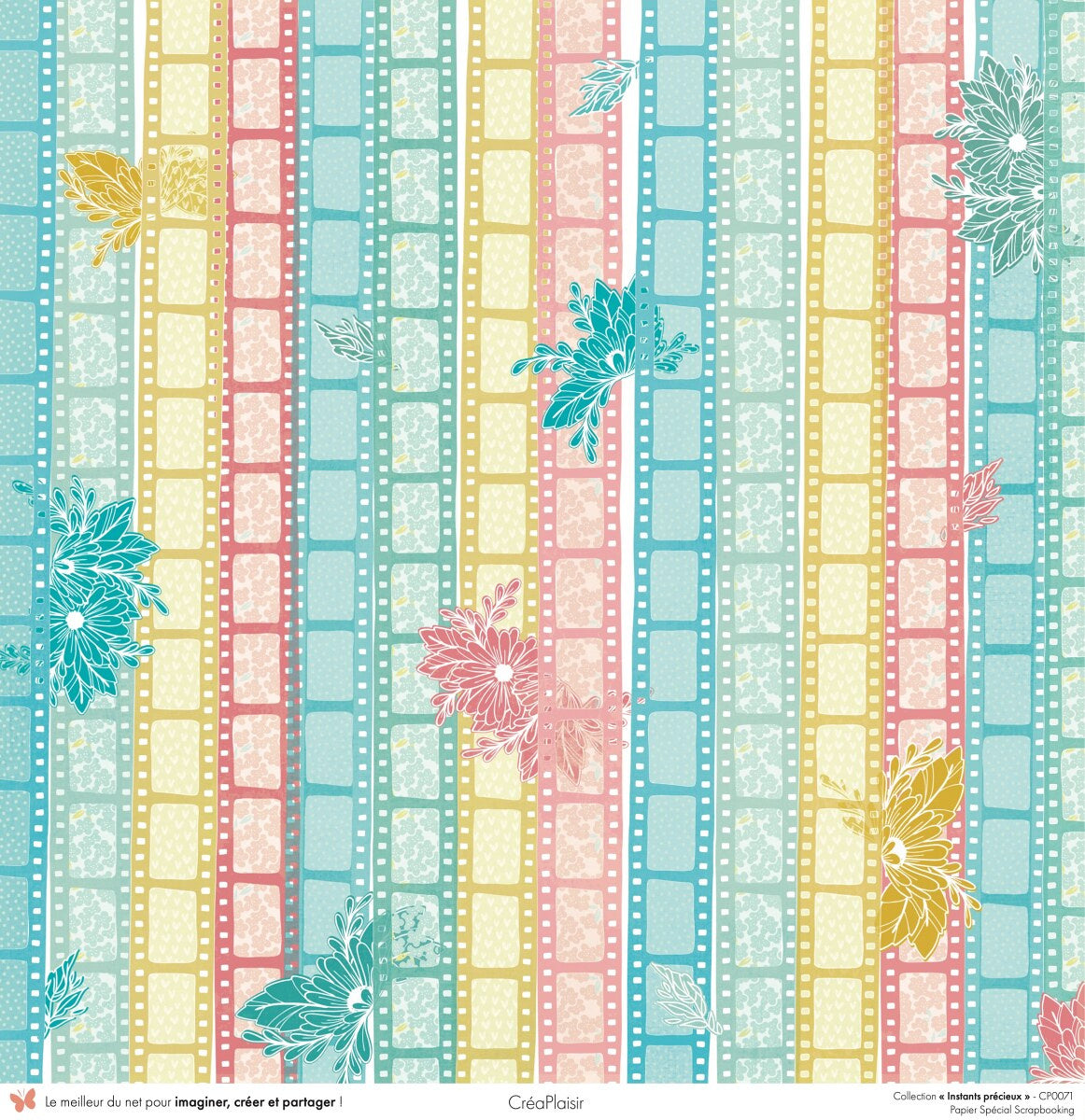 Set 12 papiers Instants précieux - 12 papiers : 6 papiers 30,5x31,5 cm + 6 papiers 12x30,5cm
