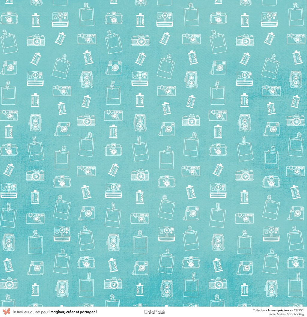 Set 12 papiers Instants précieux - 12 papiers : 6 papiers 30,5x31,5 cm + 6 papiers 12x30,5cm