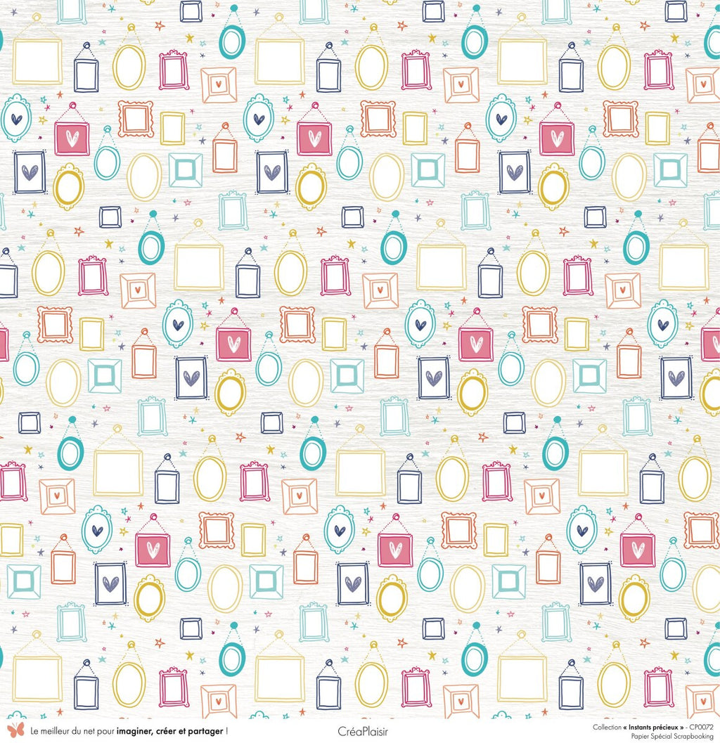 Set 12 papiers Instants précieux - 12 papiers : 6 papiers 30,5x31,5 cm + 6 papiers 12x30,5cm