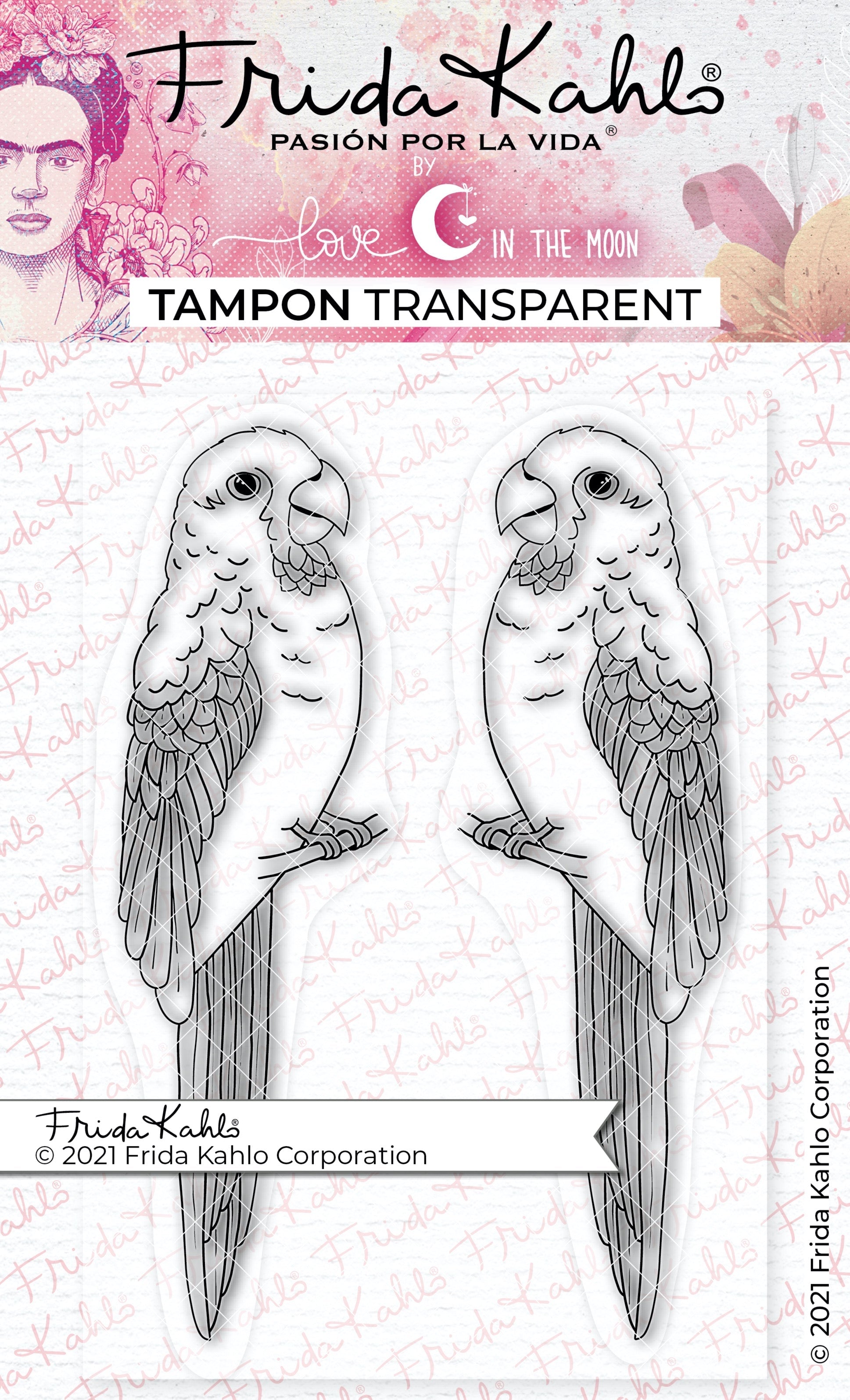 2 Tampons transparents "Le perroquet Bonito" Frida Kahlo®
