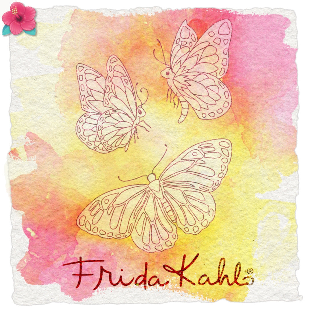 3 Tampons transparents "Délicats papillons" Frida Kahlo®