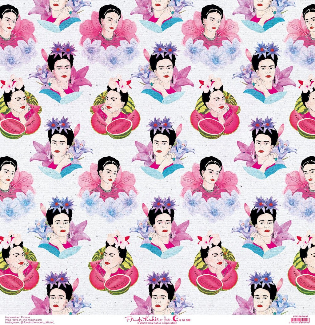 Set de 12 papiers de scrapbooking "Viva la Vida" Frida Kahlo