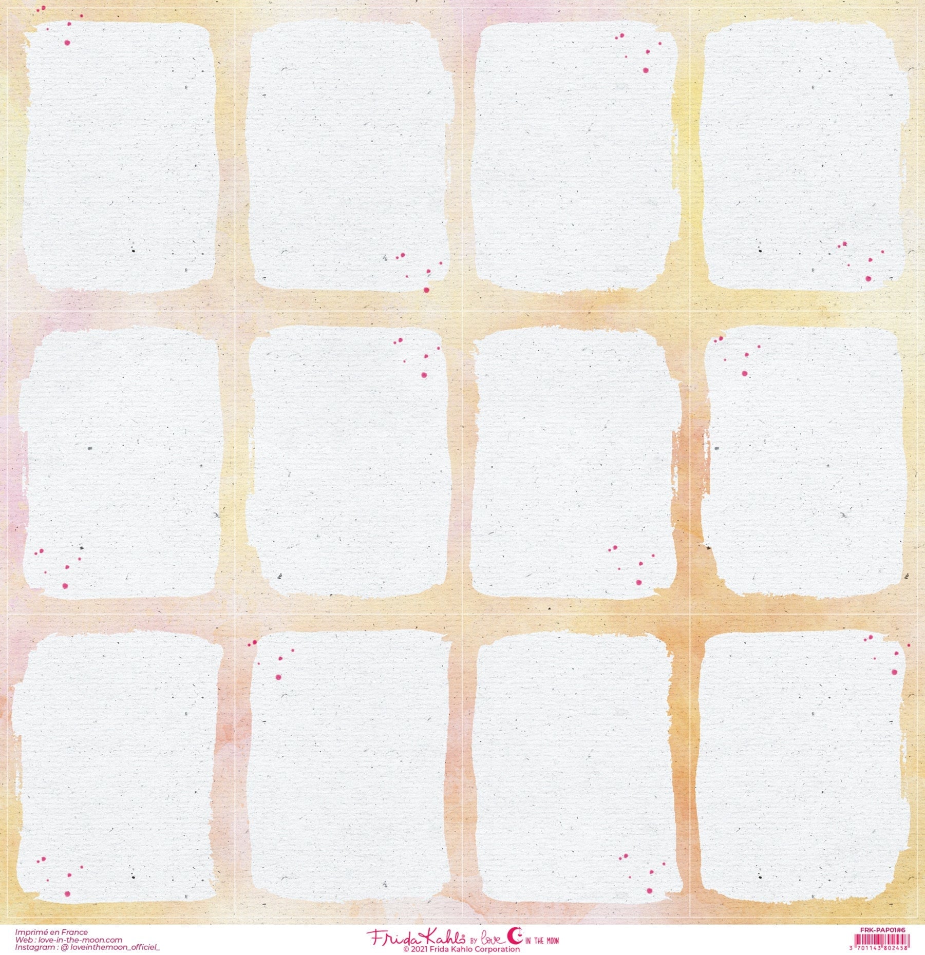 Set de 12 papiers de scrapbooking "Viva la Vida" Frida Kahlo