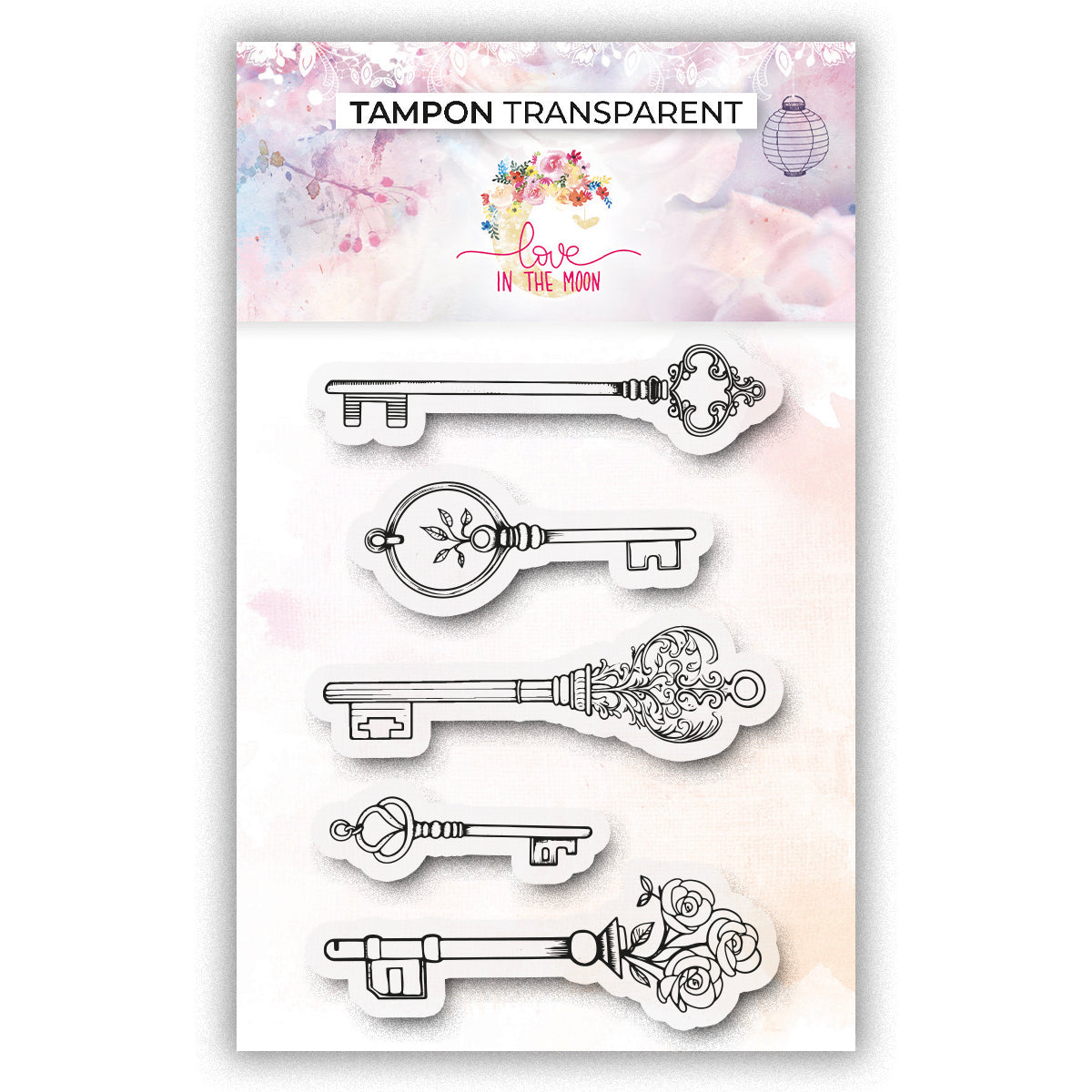 Set de 5 tampons - Shabby - Clefs