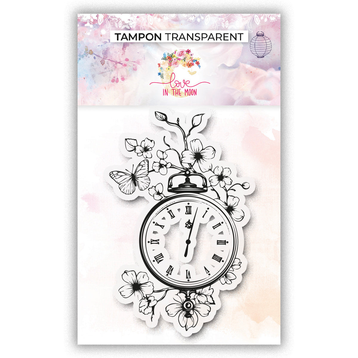 Tampon - Shabby - Horloge fleurie