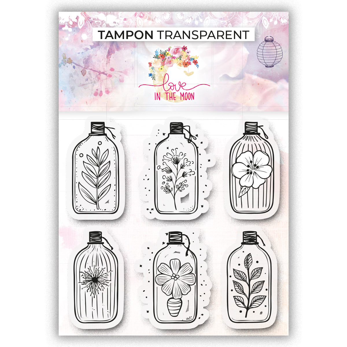 Set de 6 tampons - 6 Vases de fleurs - 10x10cm