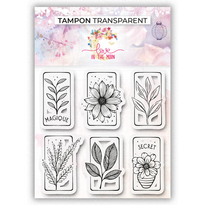 Set de 6 tampons - 6 mini-cartes fleurs - 10x10cm