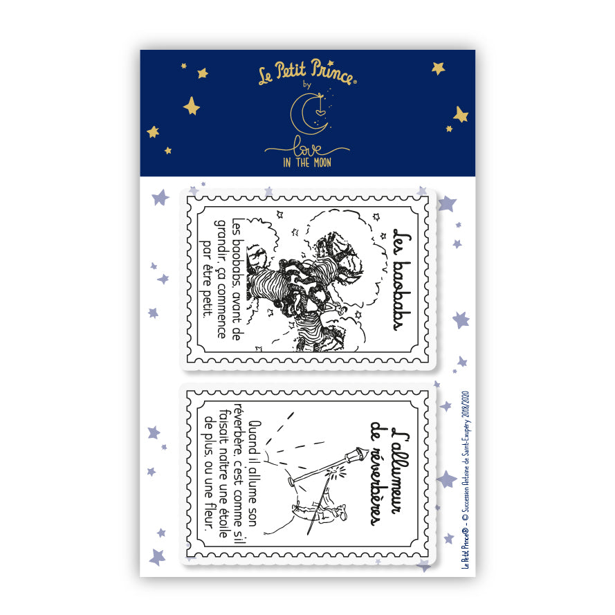 2 tampons transparents "baobabs et réverbères" - Le Petit Prince