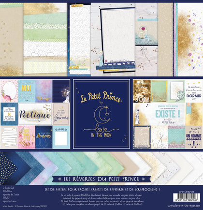 Set de 12 papiers Les rêveries du Petit Prince 250 g/m2 - 30,5x30,5 cm