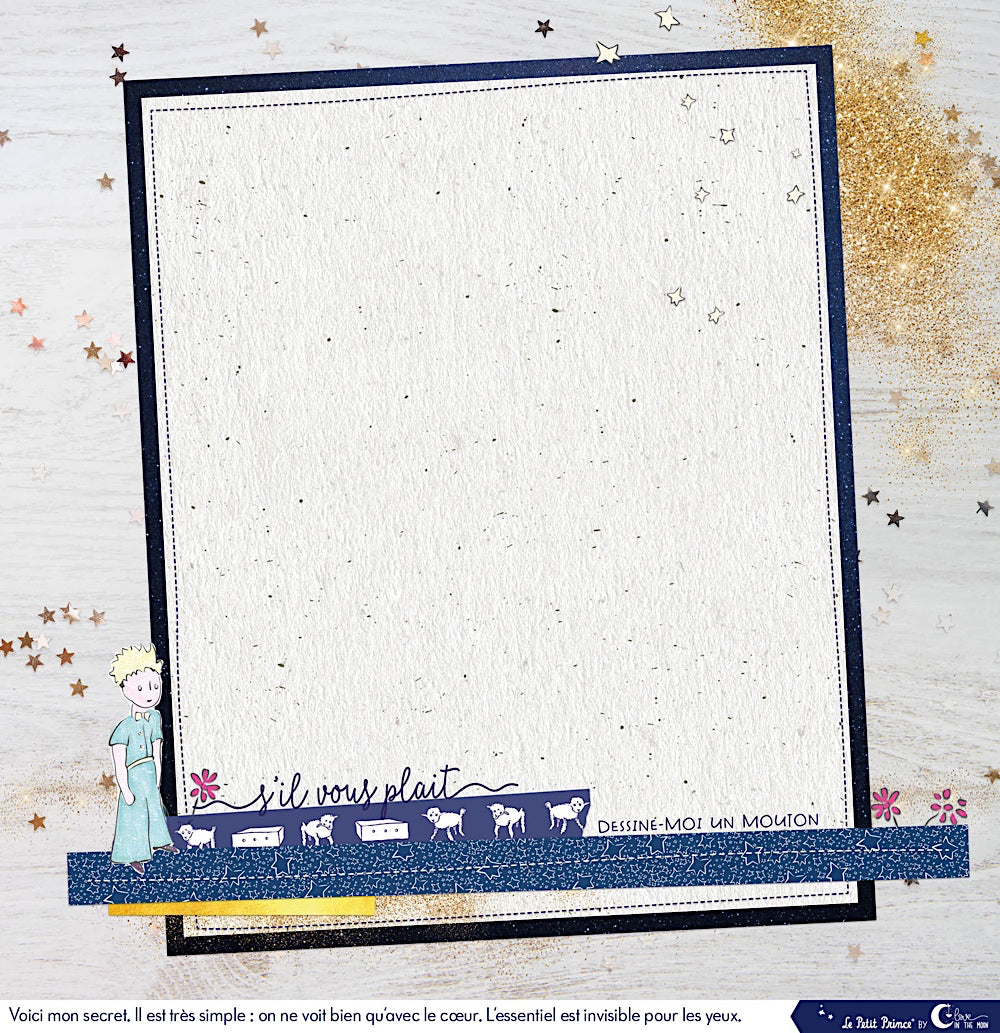 Set de 12 papiers Les rêveries du Petit Prince 250 g/m2 - 30,5x30,5 cm