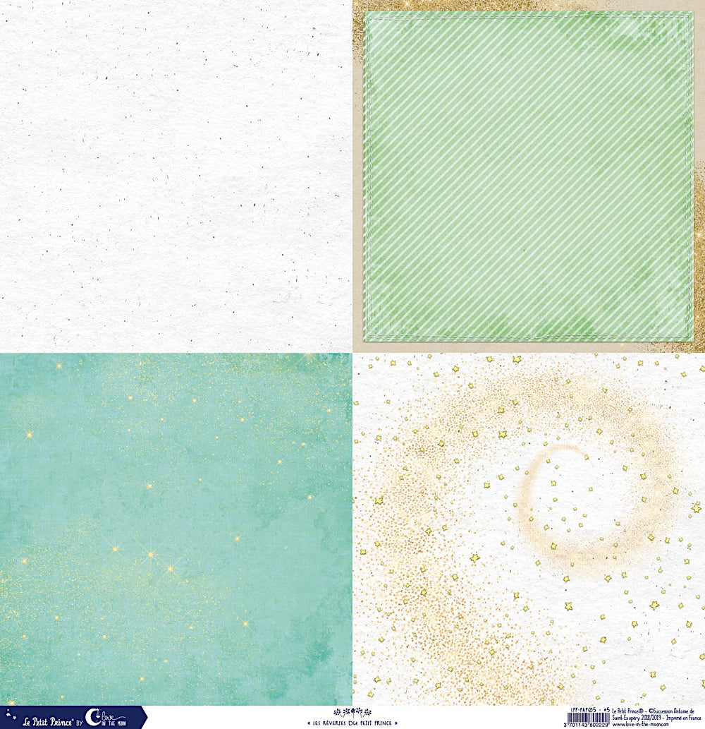 Set de 12 papiers Les rêveries du Petit Prince 250 g/m2 - 30,5x30,5 cm