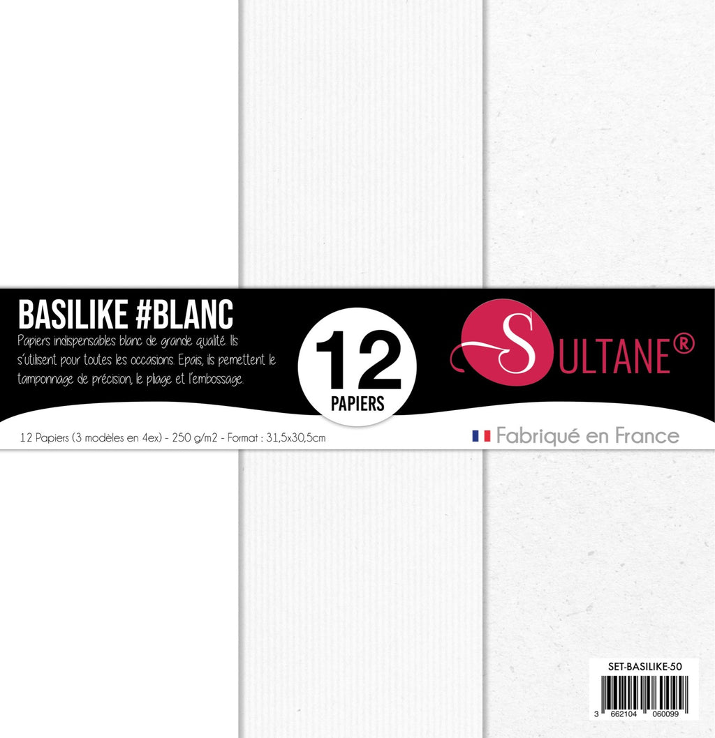Set de 12 papiers Sultane Authentik - Blanc