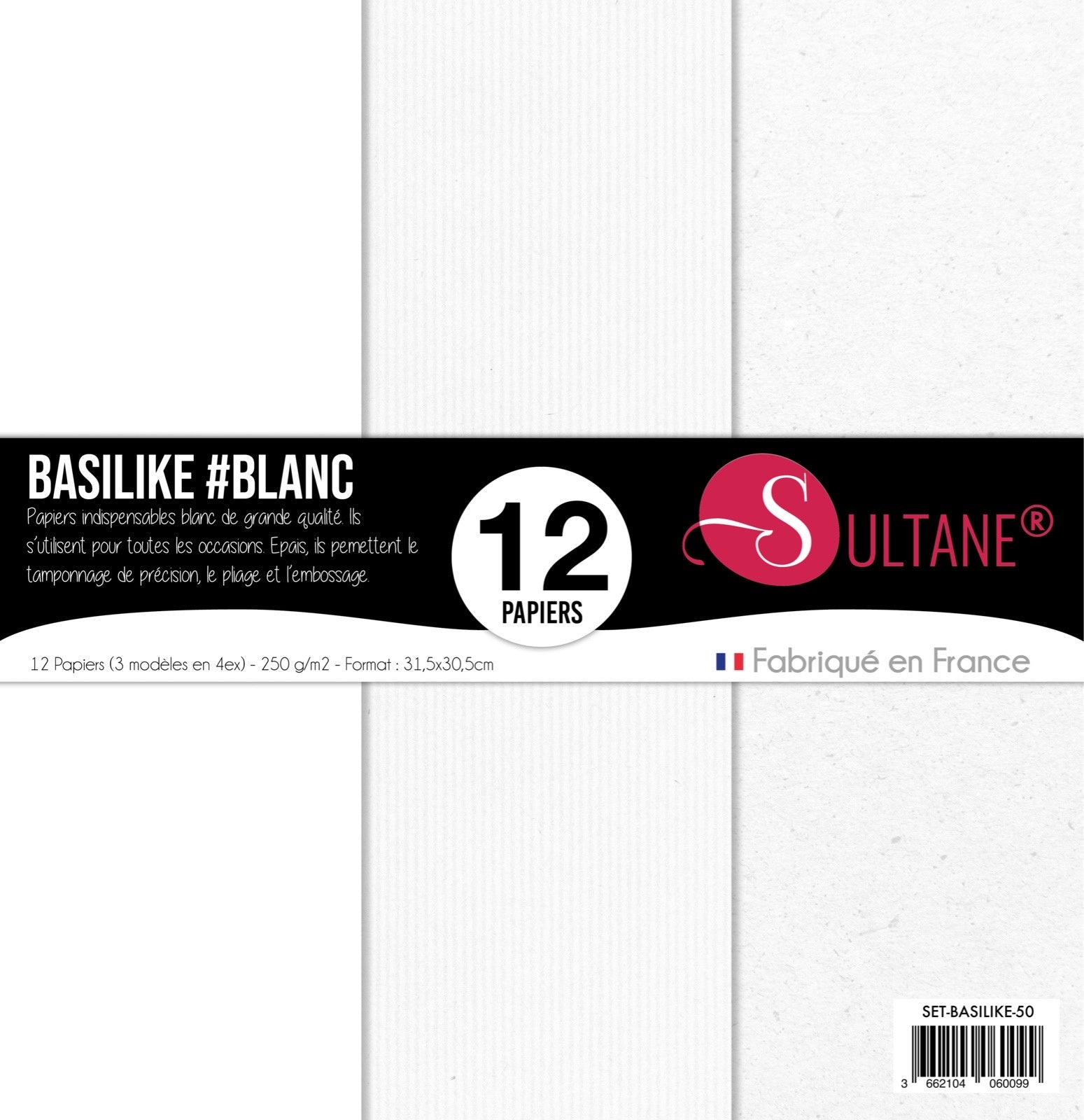 Set de 12 papiers Sultane Authentik - Blanc