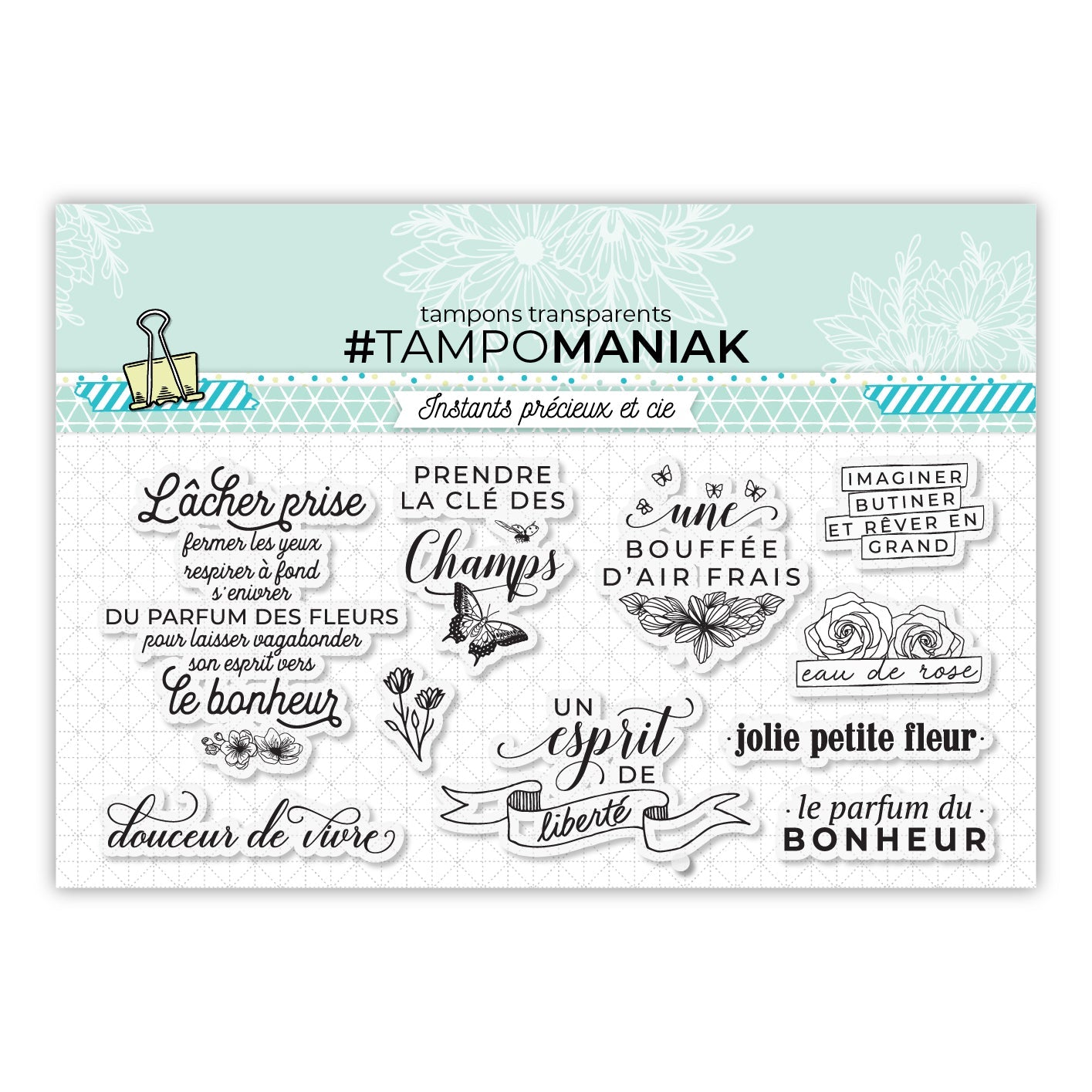 Set de 10 tampons clear La clé des champs - 10x21cm