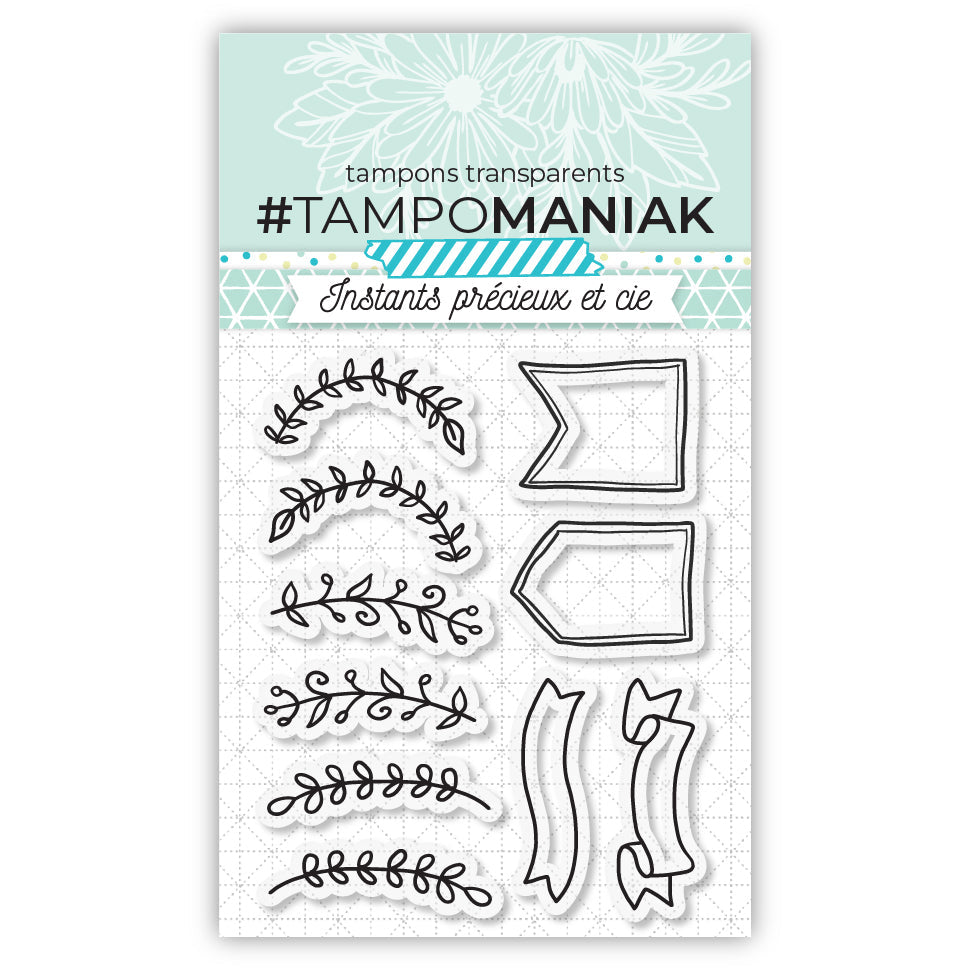 Tampon bullet bannières et ornements - 10x8cm