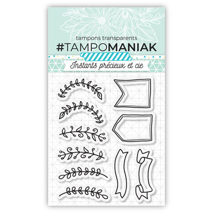 Tampon bullet bannières et ornements - 10x8cm