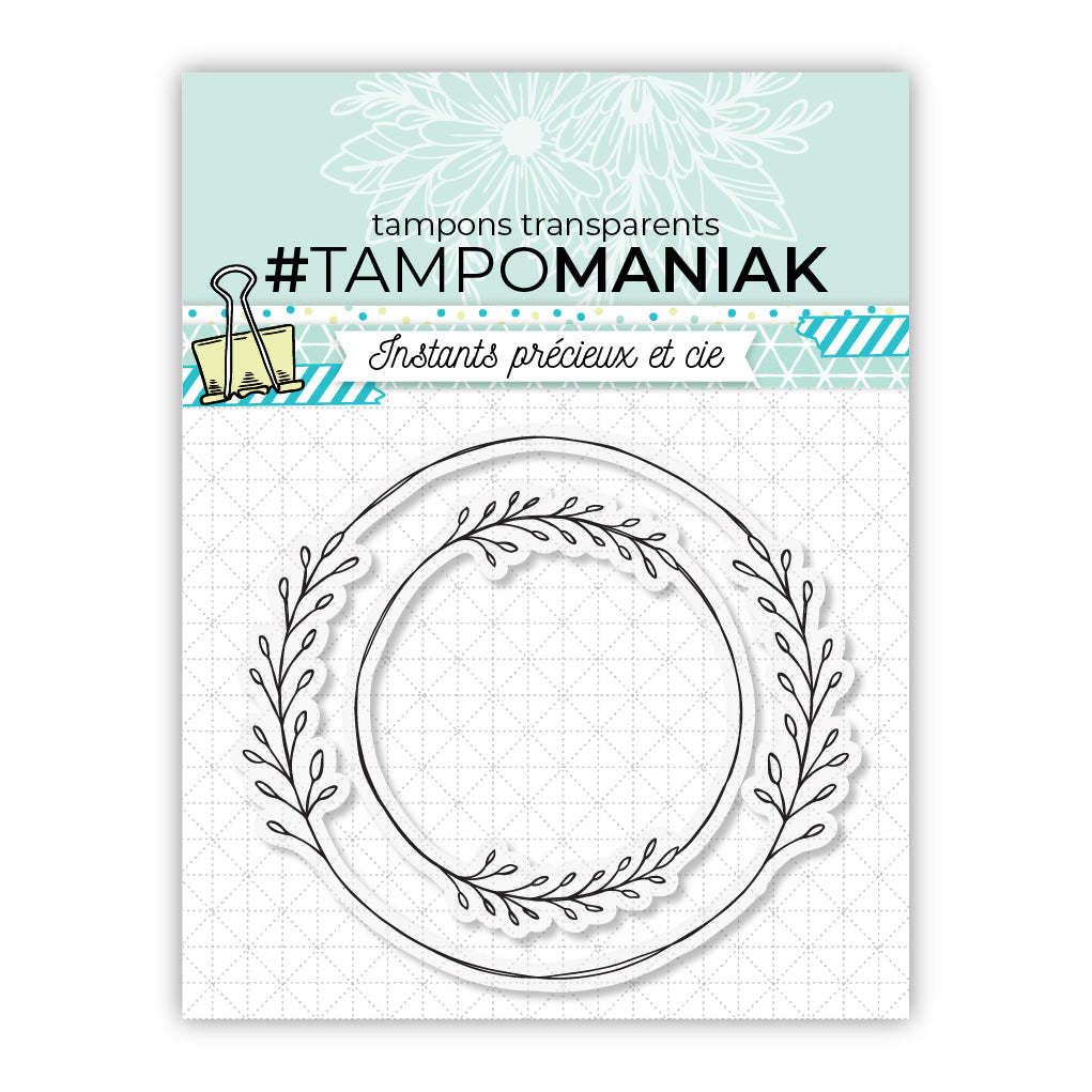 Set de 2 tampons clear cadres couronnes de feuilles - combinable avec tampons - 10x10cm