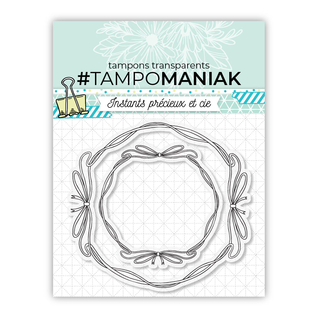 Tampon cadres rubans ronds - combinable avec tampons - 10x10cm