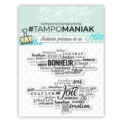 Set de 2 tampons clear de fond Bonheur et joie - 10x10cm