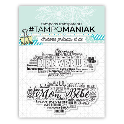 Set de 2 tampons clear de fond Naissance - 10x10cm