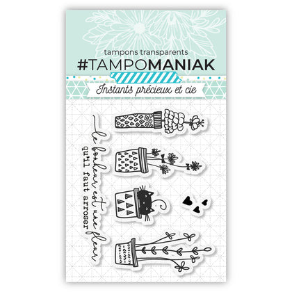 Tampon le bonheur est une fleur - 10x8cm